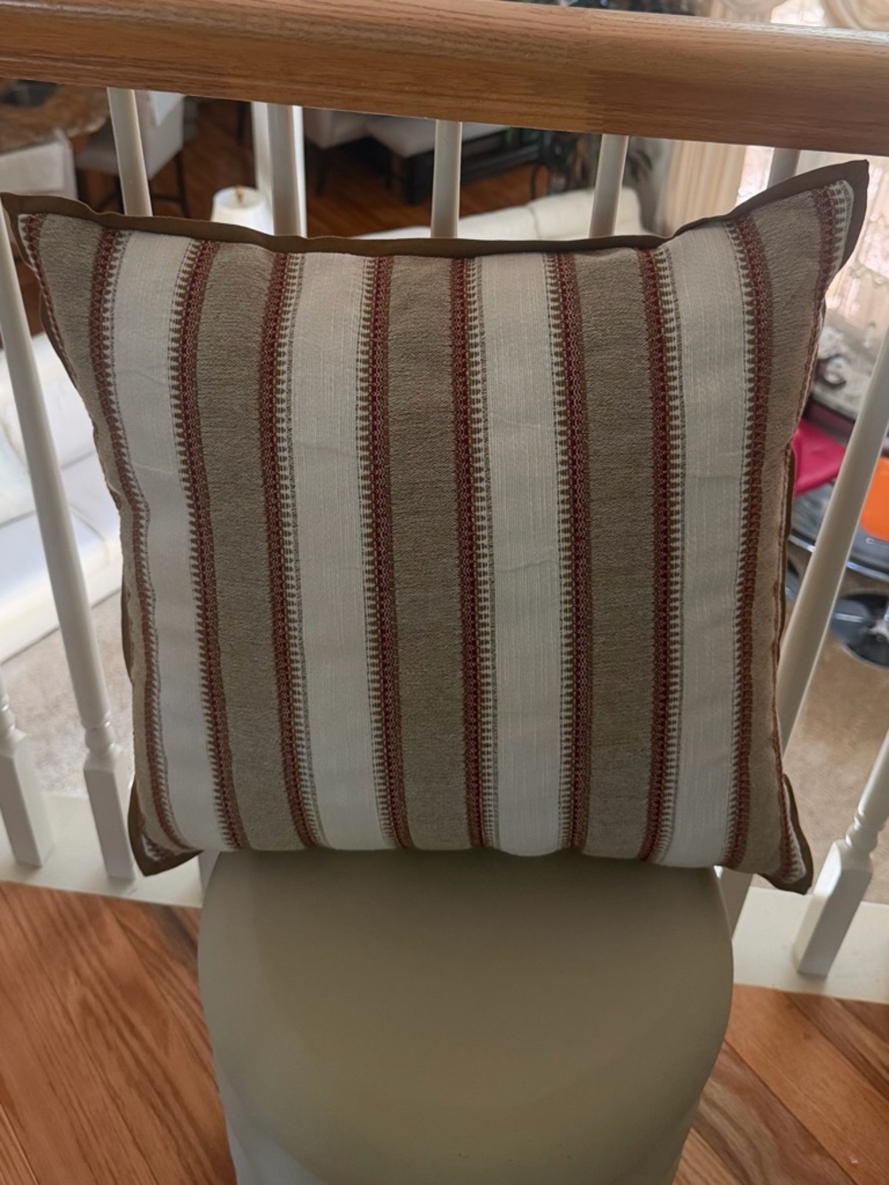 Threshold Striped Accent Pillow in Cream, olive brown and Burgundy McGee